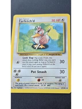 Pokemon Farfetch'd 50 HP Trading Card Shadowless 1999
